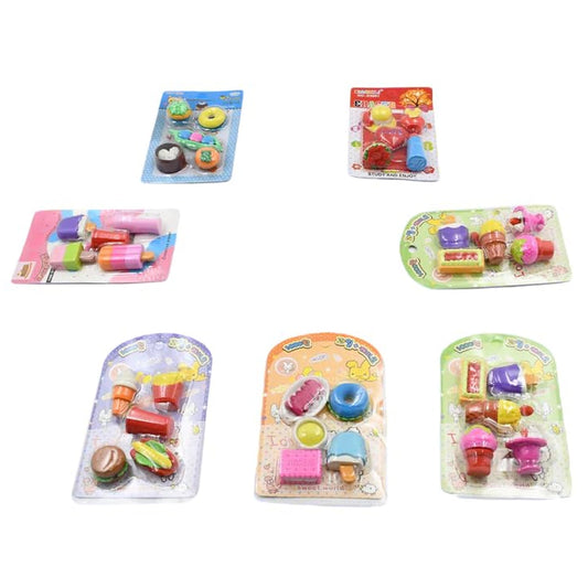 Mix Design Fancy Erasers Set β Colorful & Stylish Erasers for Kids, Birthday Gift & School Prize (1 Set)