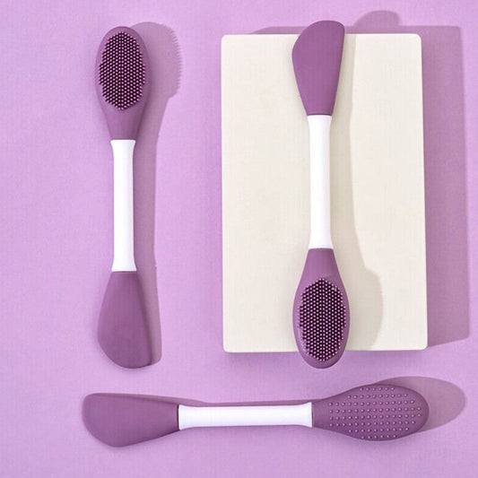 Double-Headed Silicone Mask Brush โ Facial Cleansing & Mask Application Tool (1 Pc)