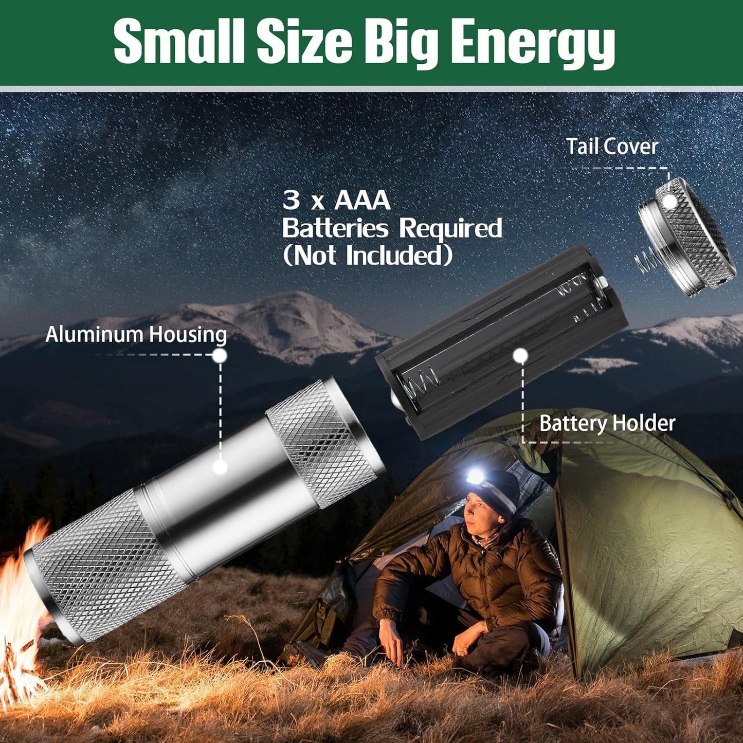 Portable Mini Torch – 9 LED Pocket Flashlight, 3 Battery Operated (Battery Not Included, Mix Color)
