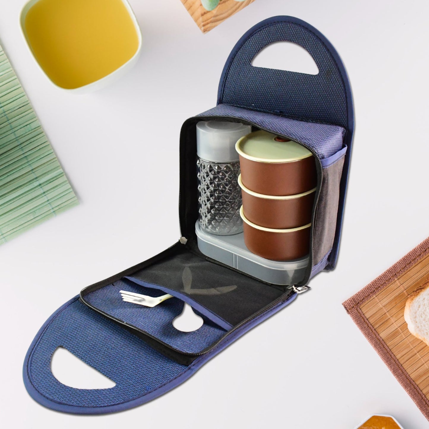 Steel Lunch Box Set (4 pcs, Black)